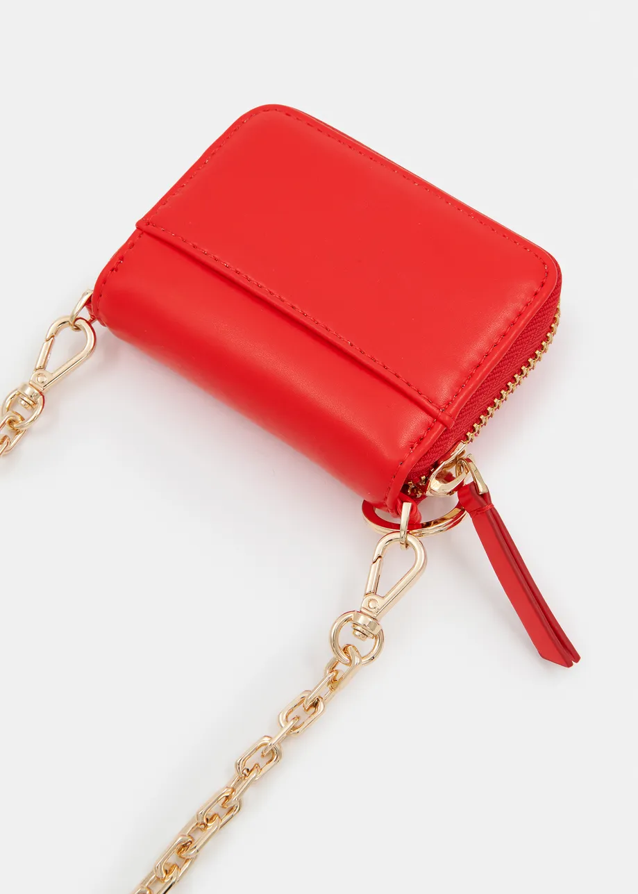 Portefeuille rouge avec chaîne détachable