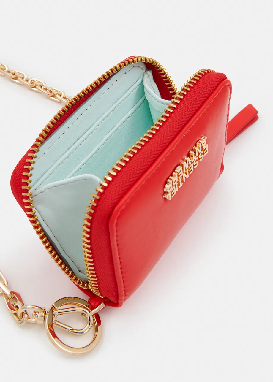 Red wallet with detachable chain