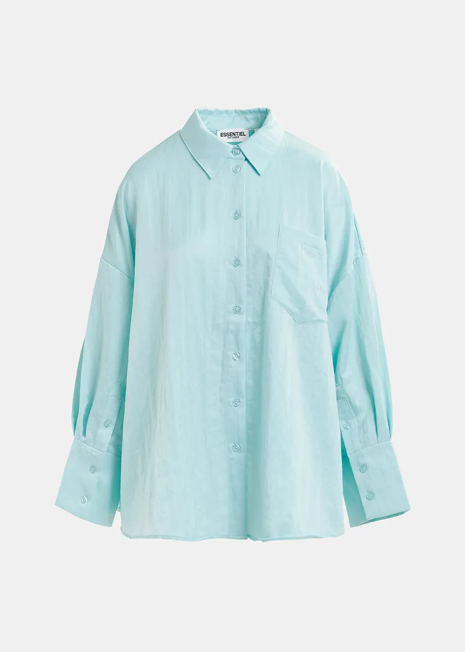 Chemise oversize en satin bleu clair