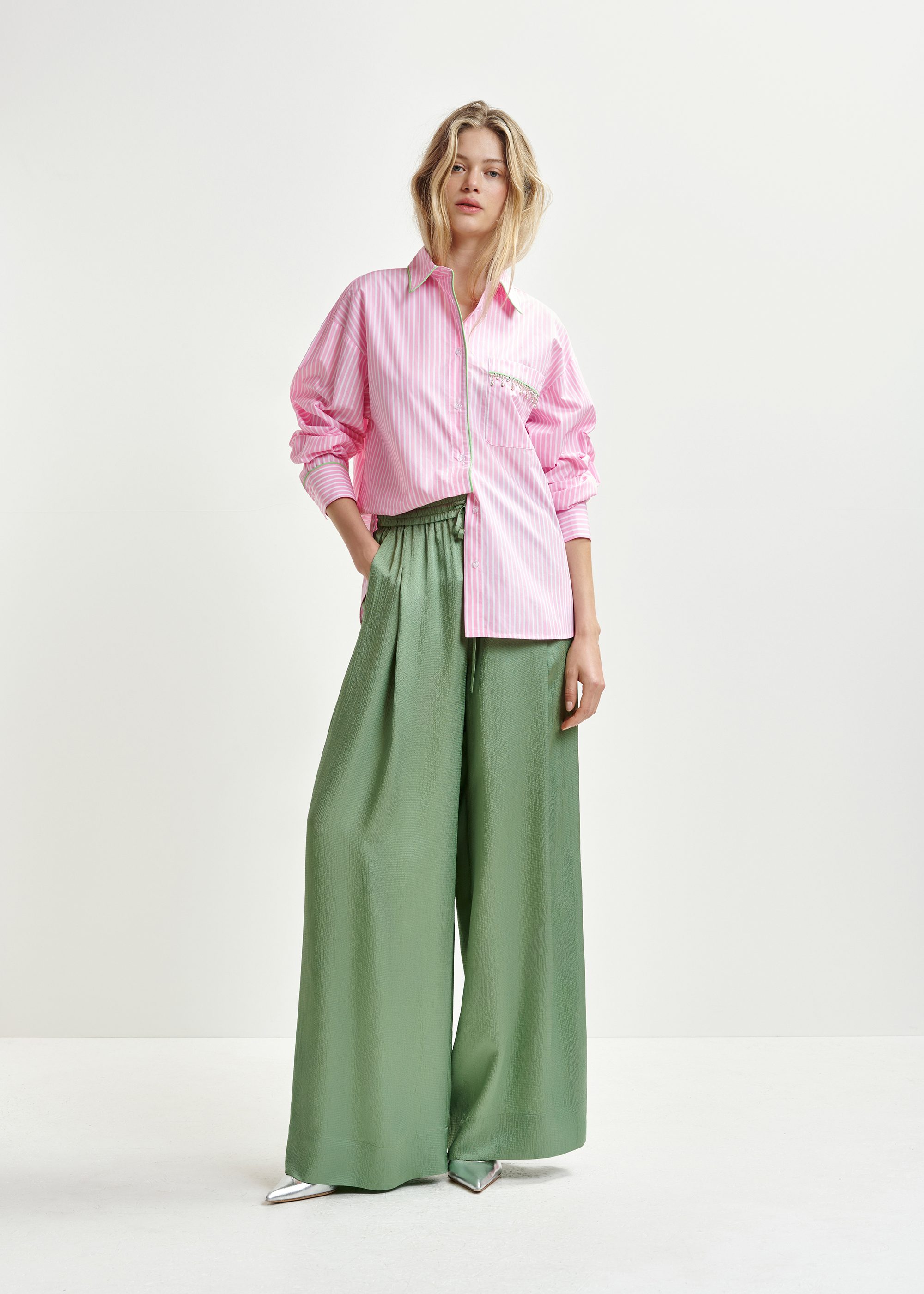 パンツ ESSENTIEL ANTWERP Women Pants HERBH1SC Beige Ecru wide-leg jeans | Essentiel Antwerp Europe