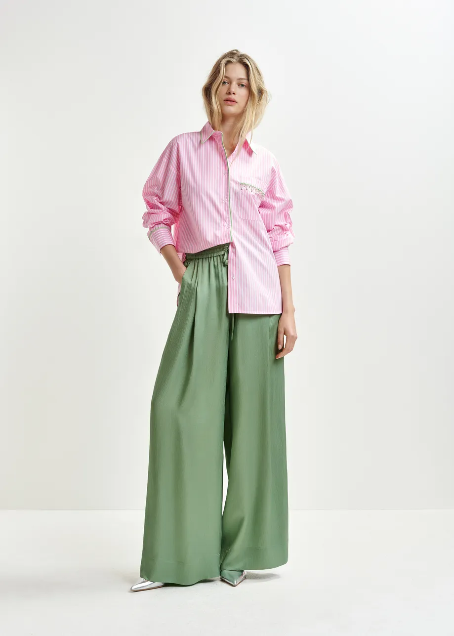 Khaki wide-leg pants