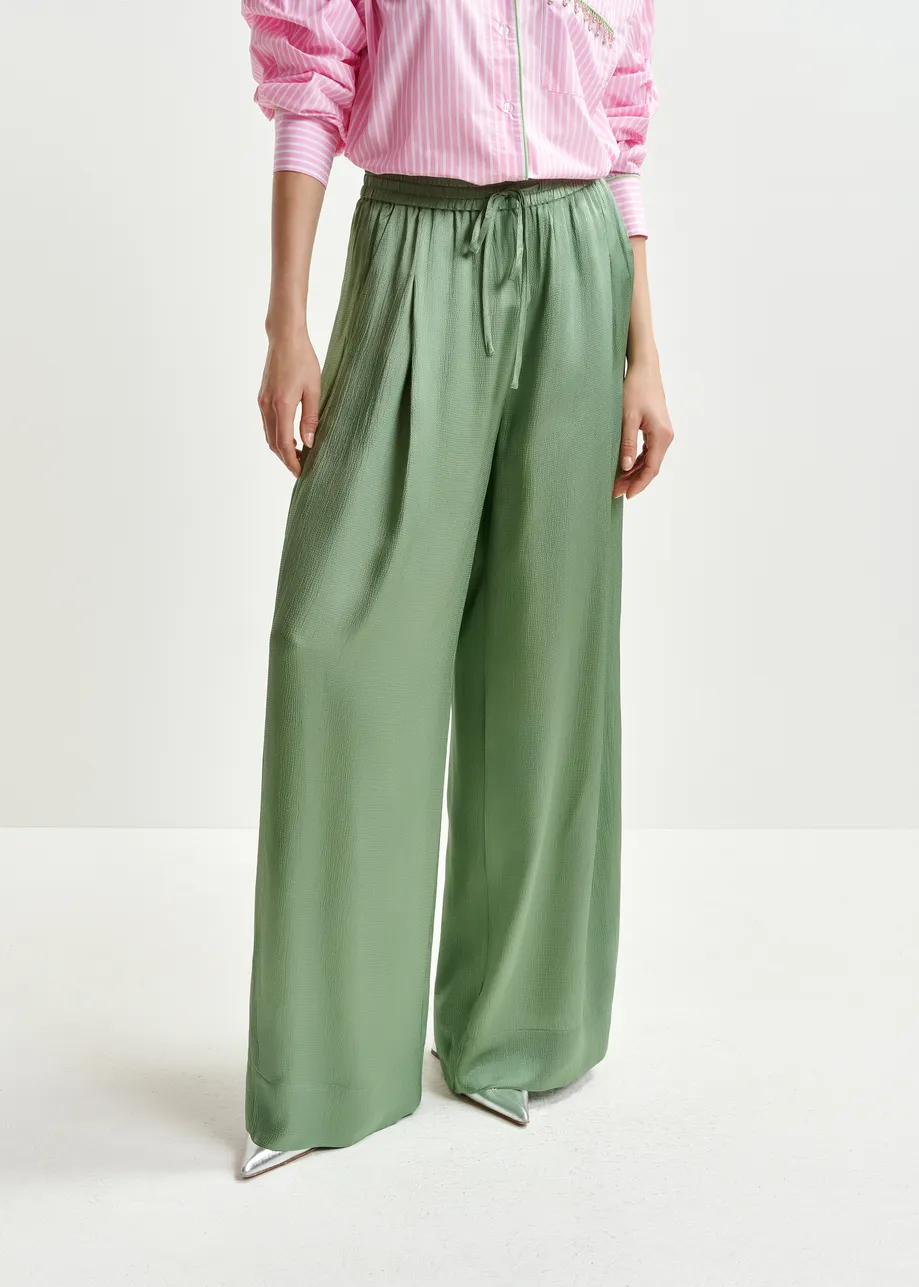 Khaki wide-leg pants