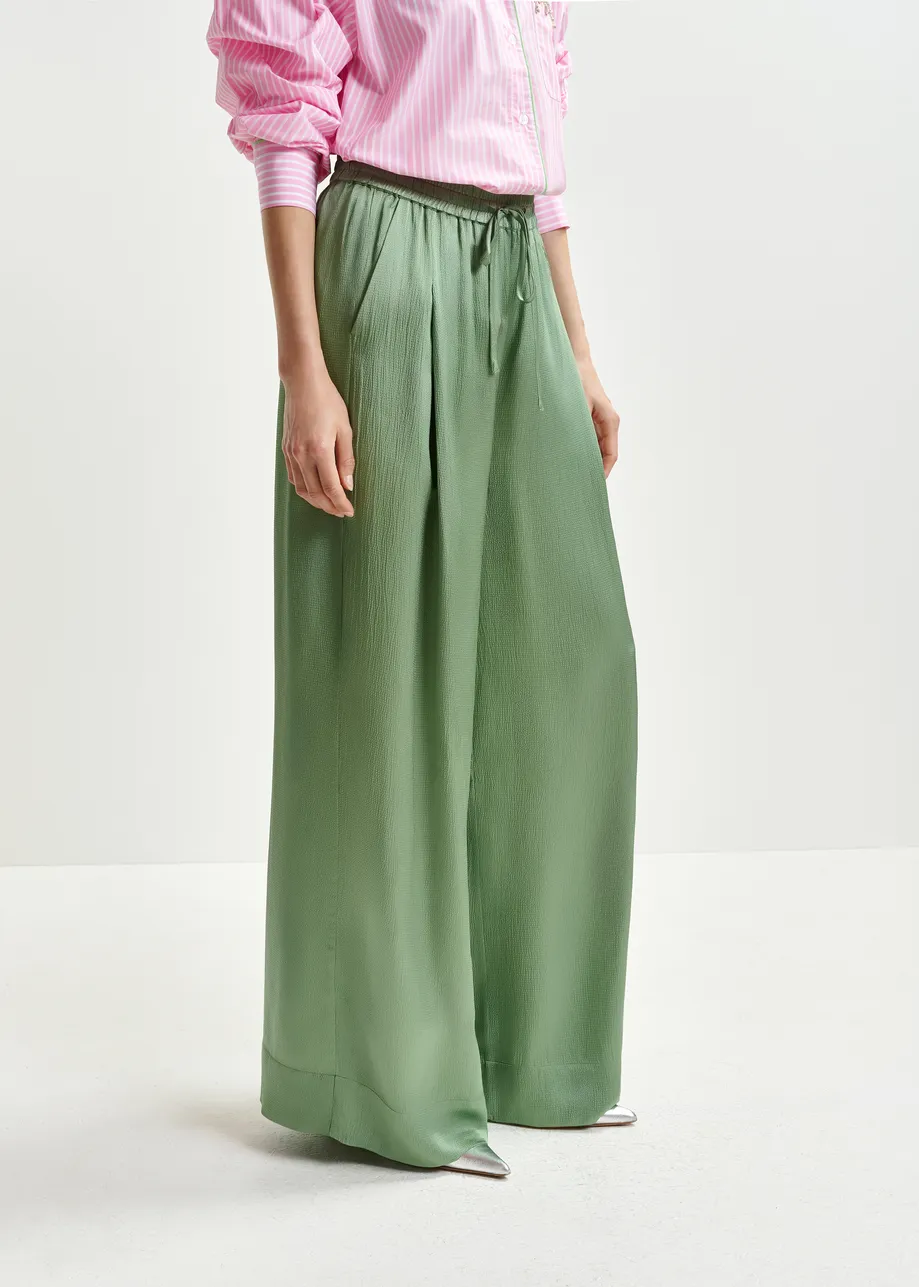 Khaki wide-leg pants