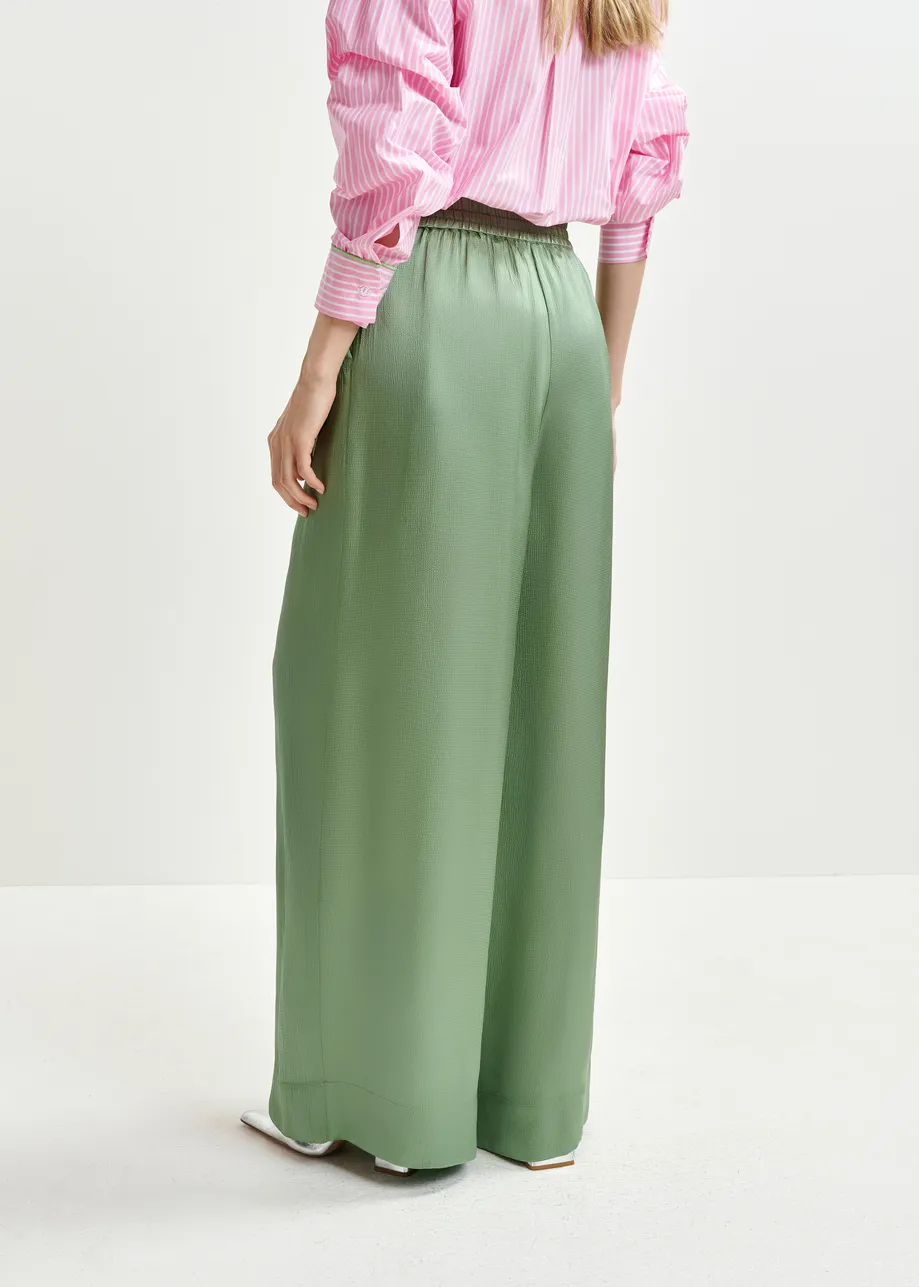 Khaki wide-leg pants