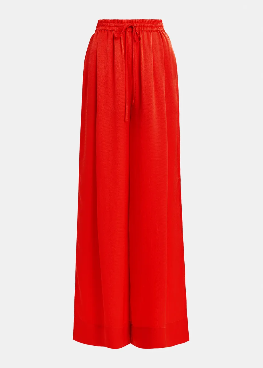 Red wide-leg pants