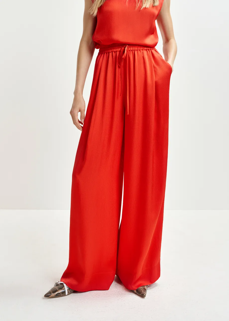 Red wide-leg pants