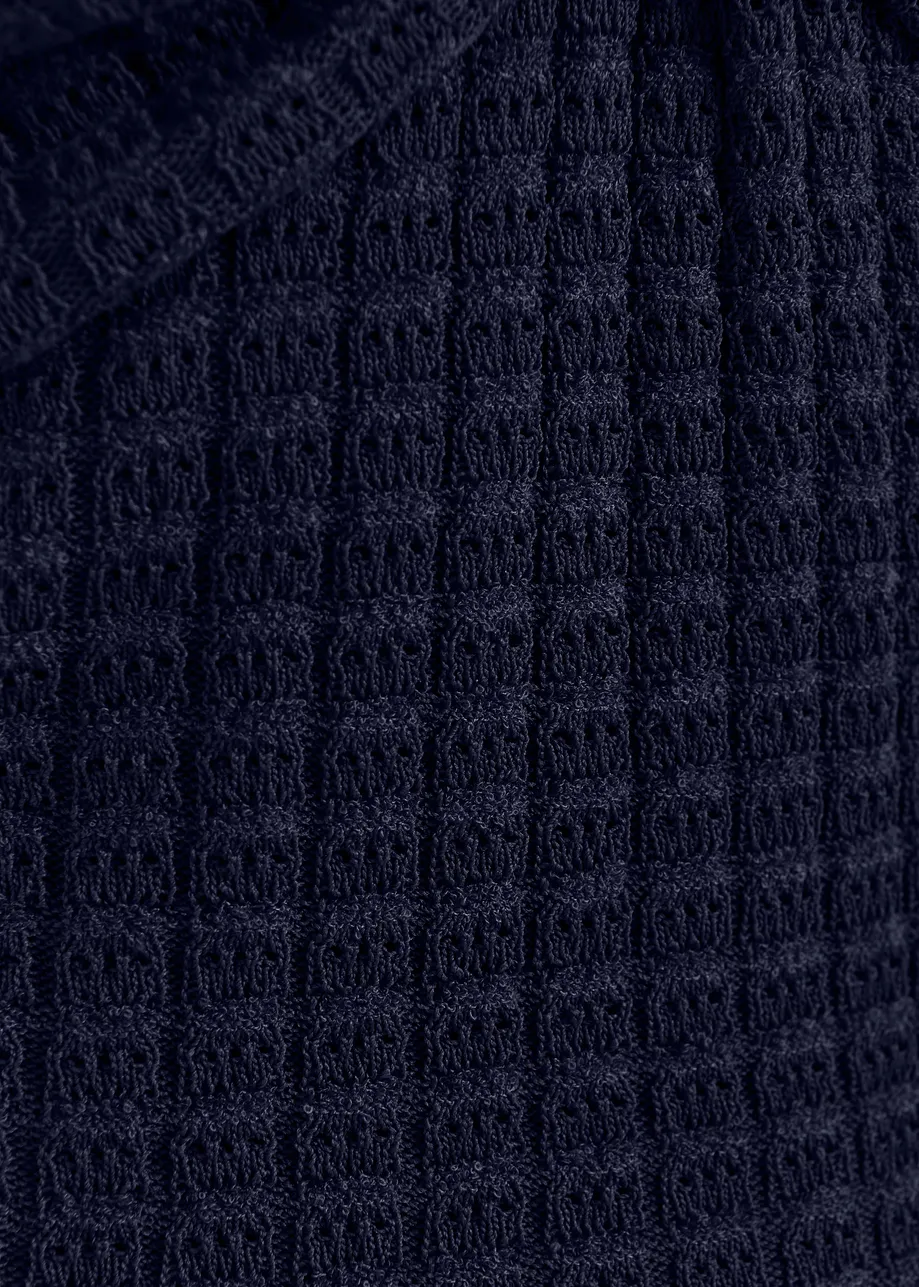 Haut en maille sans bretelles bleu foncé