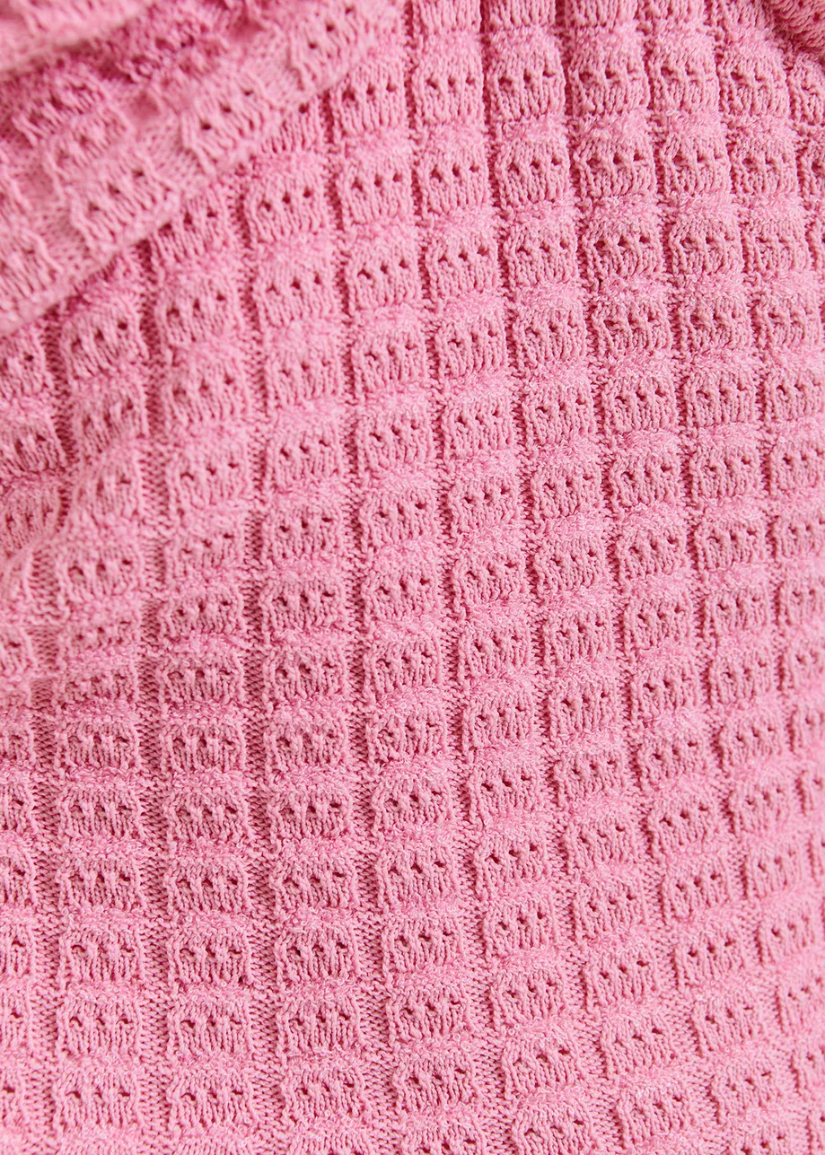 Top senza spalline in maglia rosa chiaro