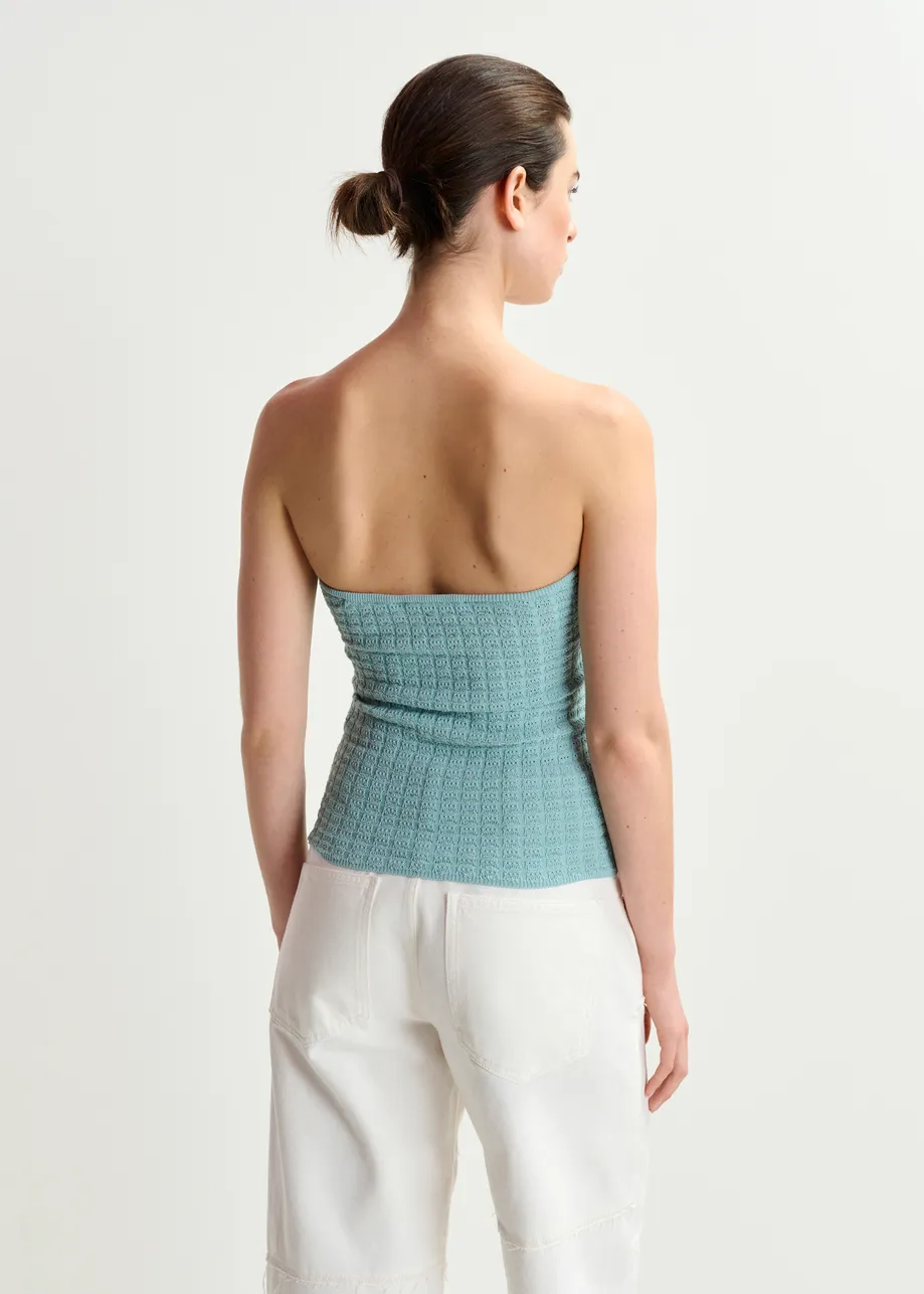Top de punto sin tirantes, verde menta