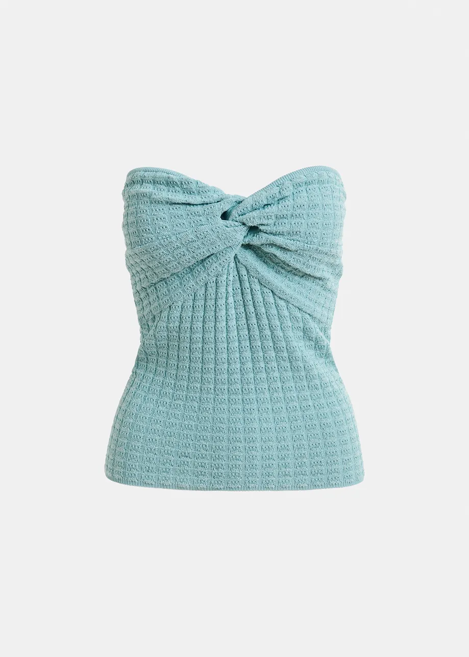 Mint green knitted strapless top