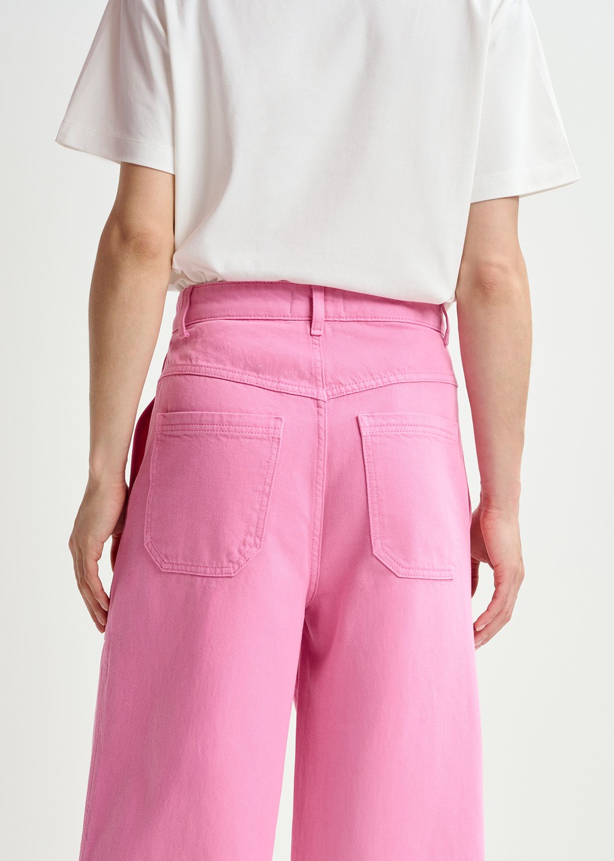 Pink organic cotton wide-leg jeans | Essentiel Antwerp United States