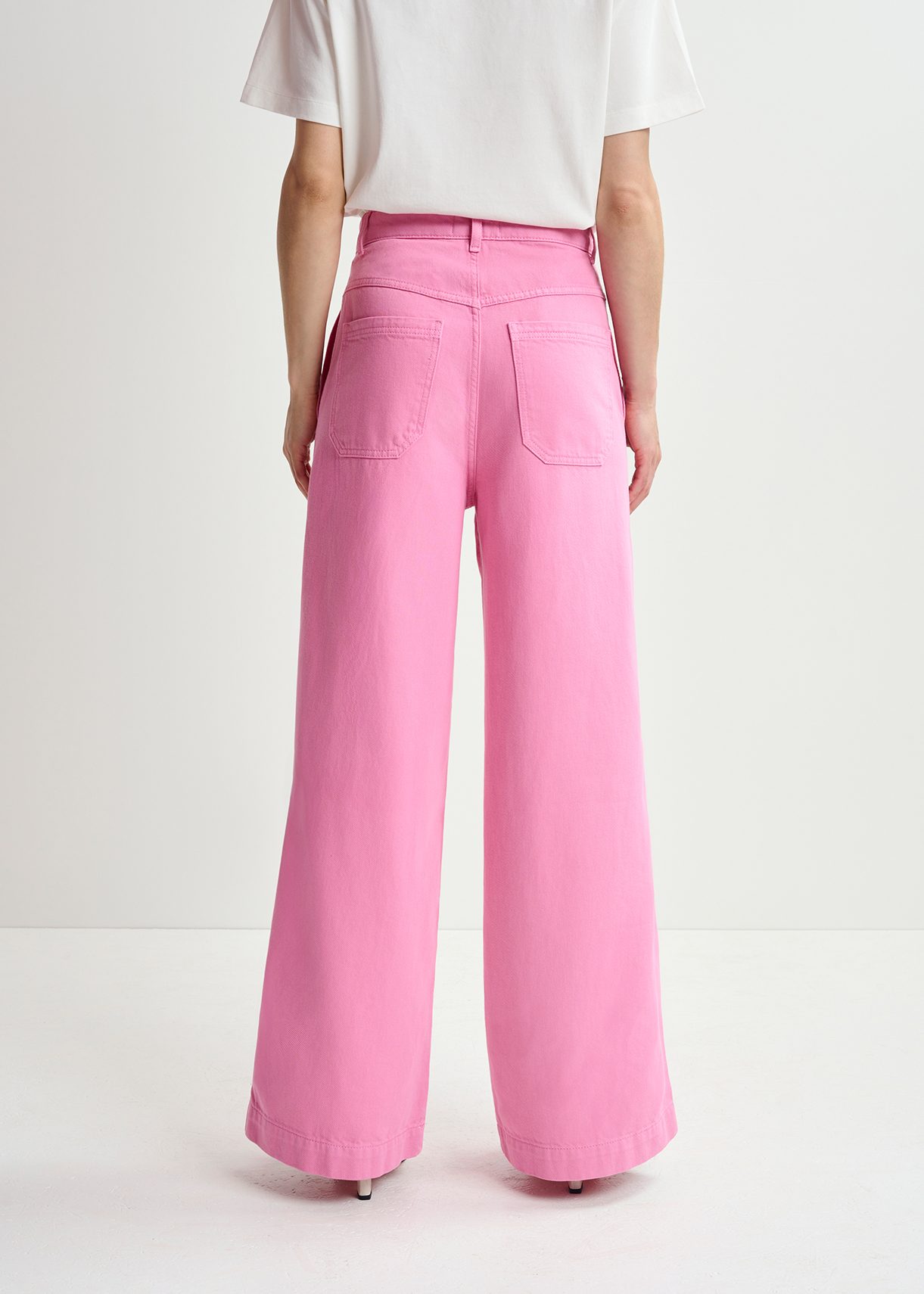 Pink organic cotton wide-leg jeans | Essentiel Antwerp United States