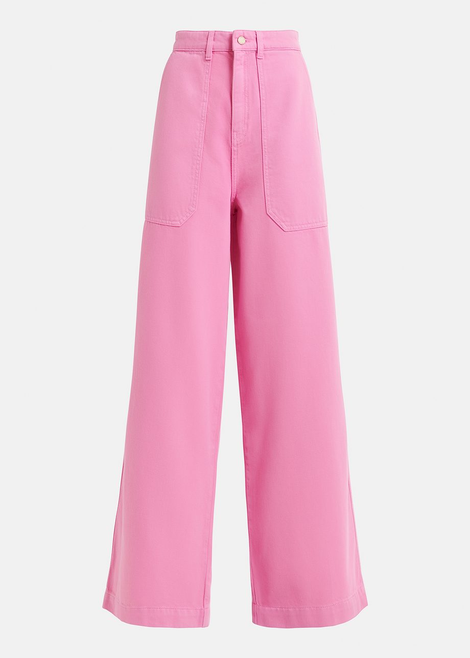 Pink organic cotton wide-leg jeans