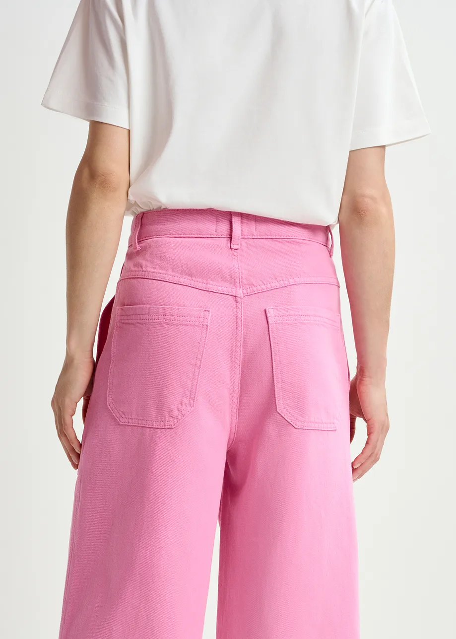 Pink organic cotton wide-leg jeans