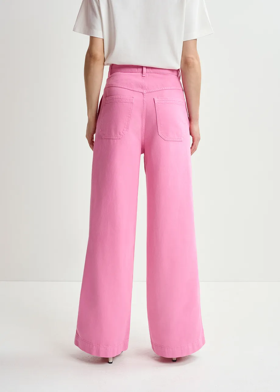 Pink organic cotton wide-leg jeans