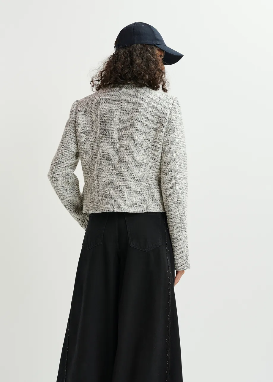 Veste lavallière noire et blanche à boutons nacrés