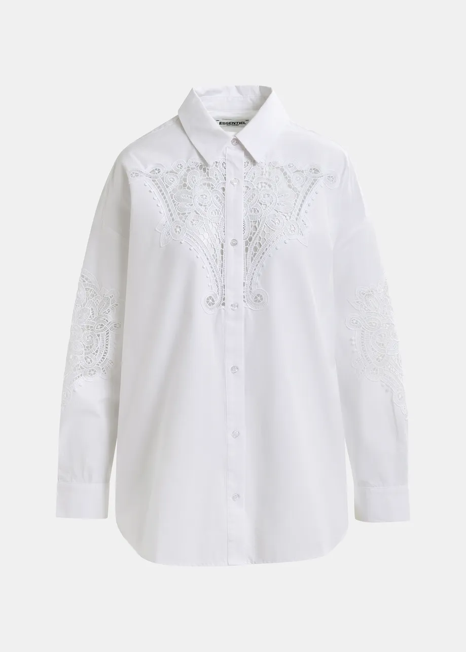 Chemise en coton blanche à broderies