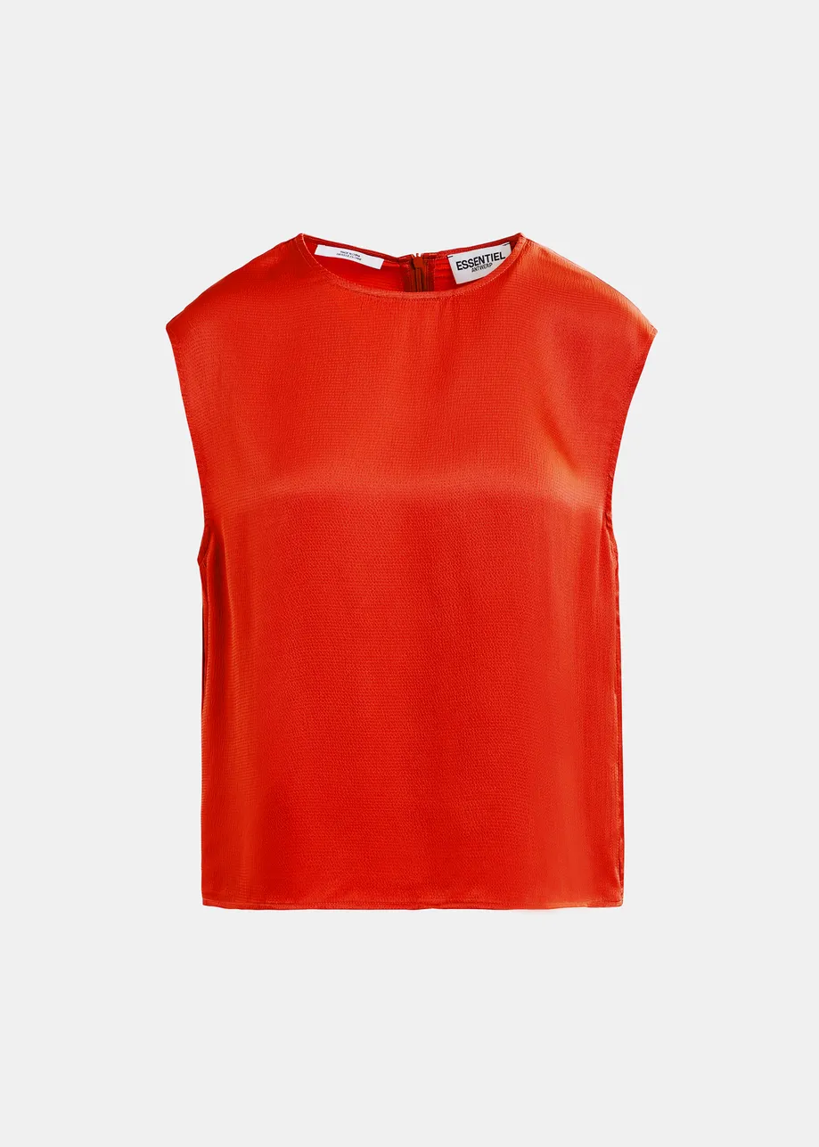 Red sleeveless top