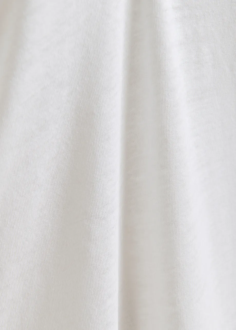 Off-white sleeveless cotton-linen blend T-shirt