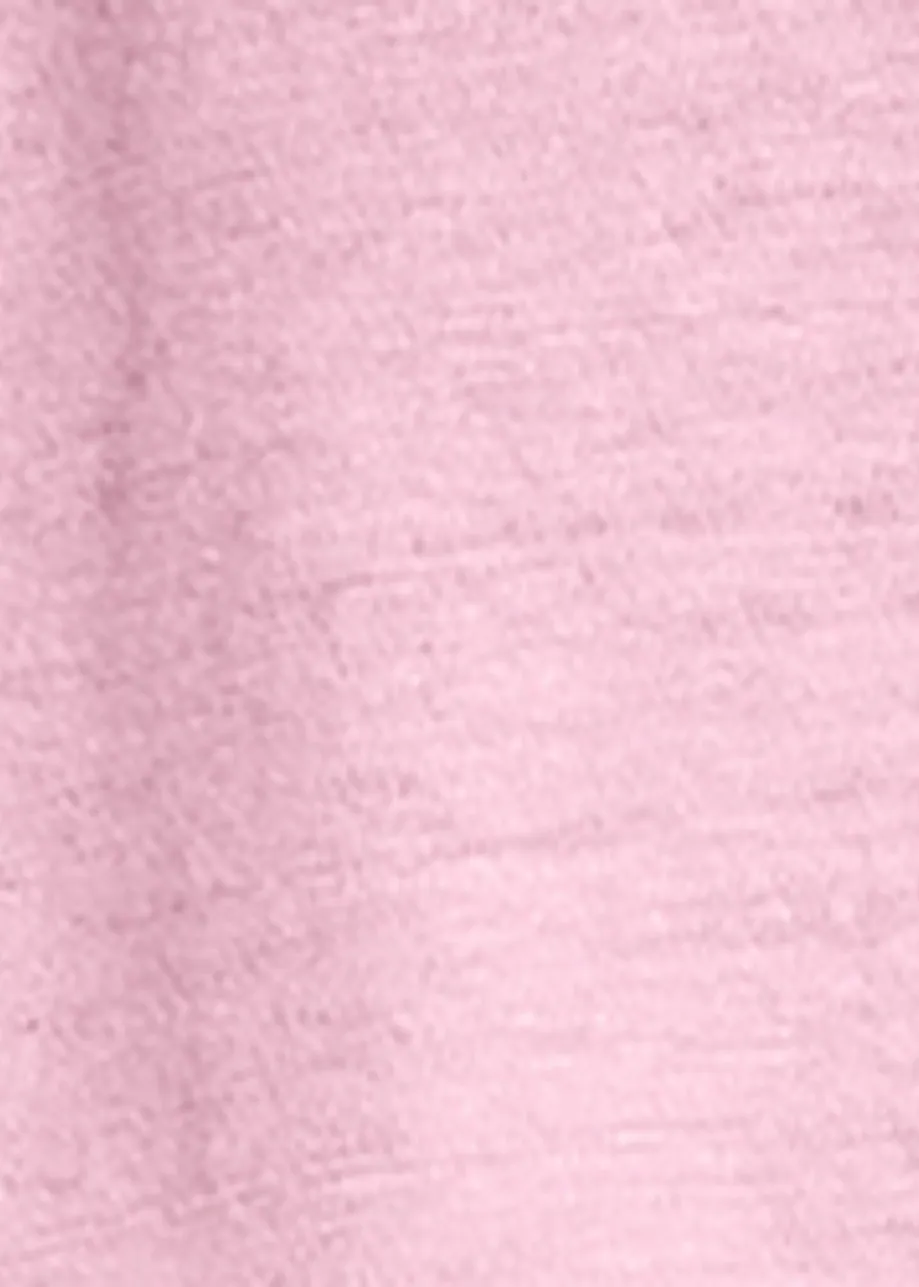 Light pink sleeveless cotton-linen blend T-shirt