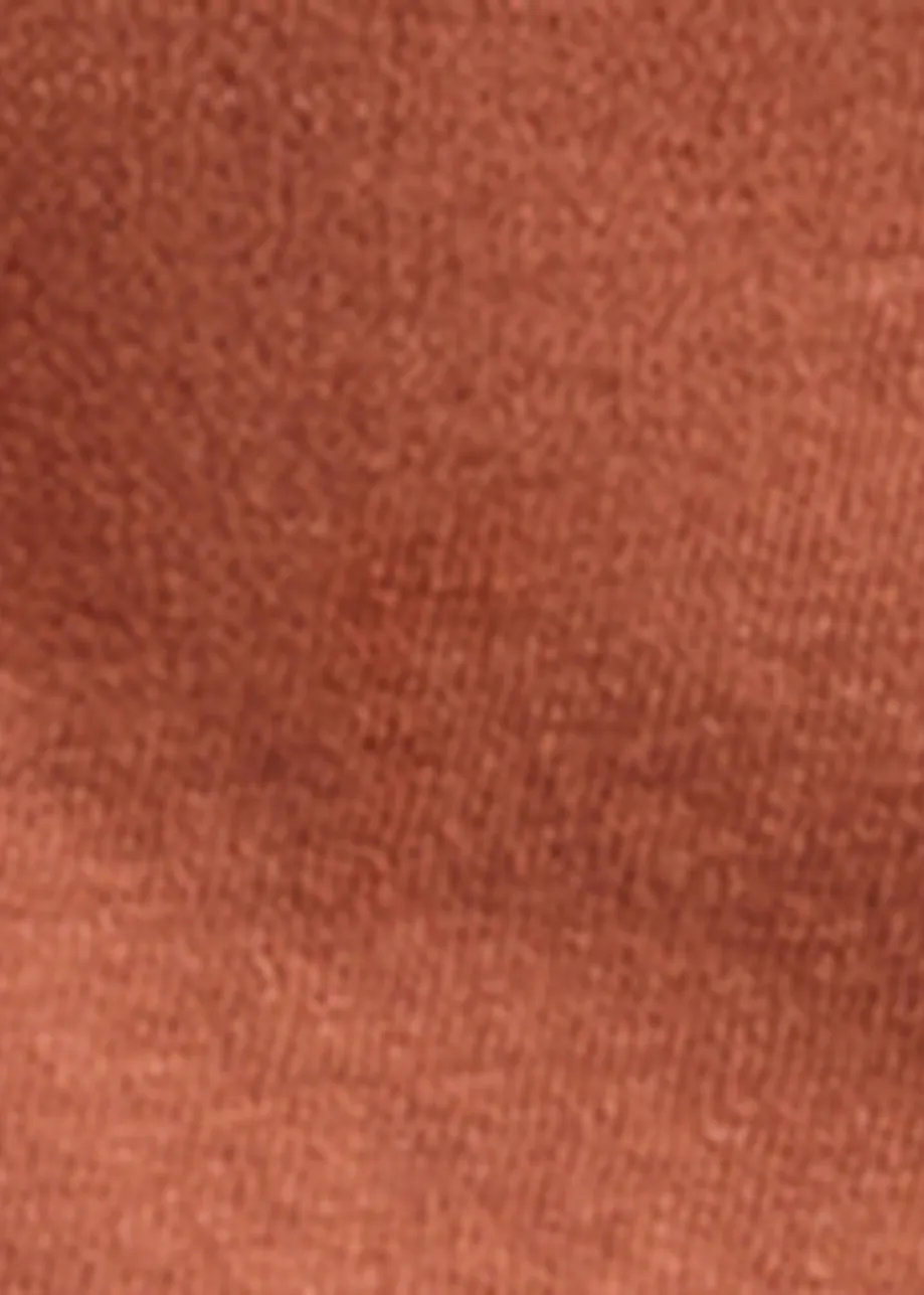 Brown sleeveless cotton-linen blend T-shirt