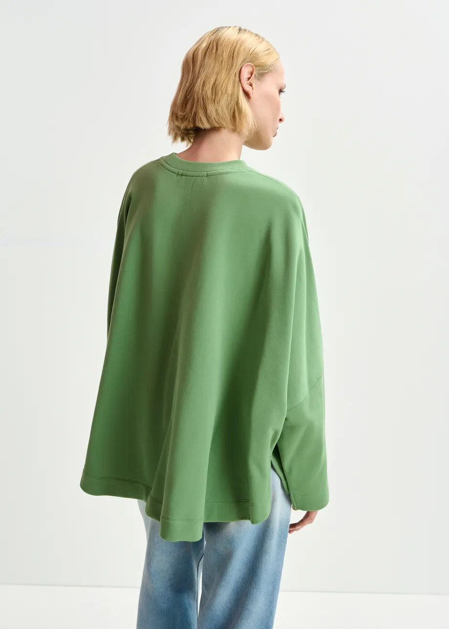 Kaki sweater met korte mouwen en E