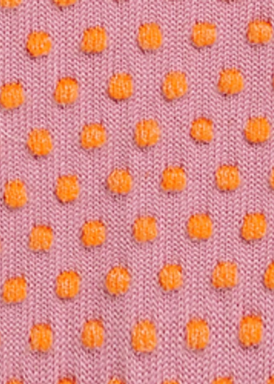 Haut en maille jacquard mauve et orange à pois