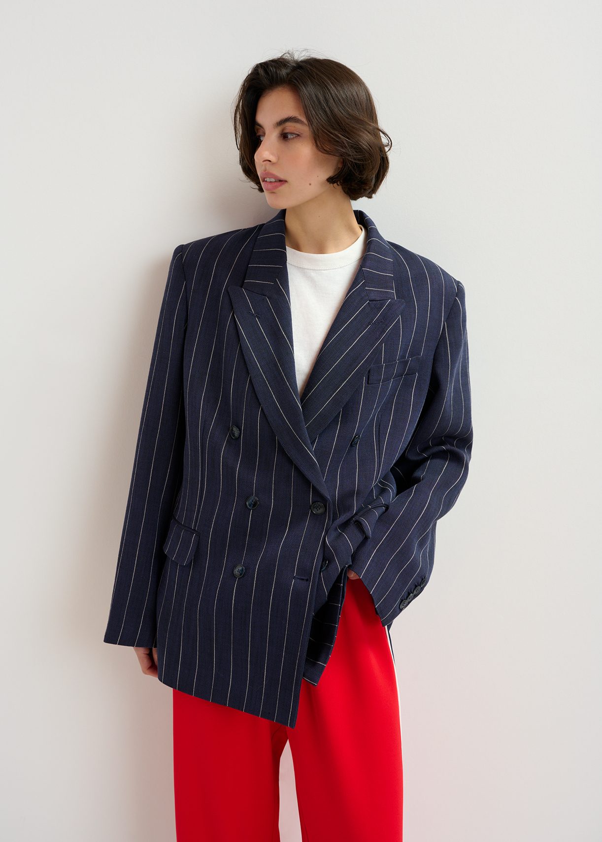 ジャケット・アウター a.presse Double Breasted stripe Jacket 2 a.presse Double Breasted stripe Jacket 2 Buy Navy Blue Regular Fit