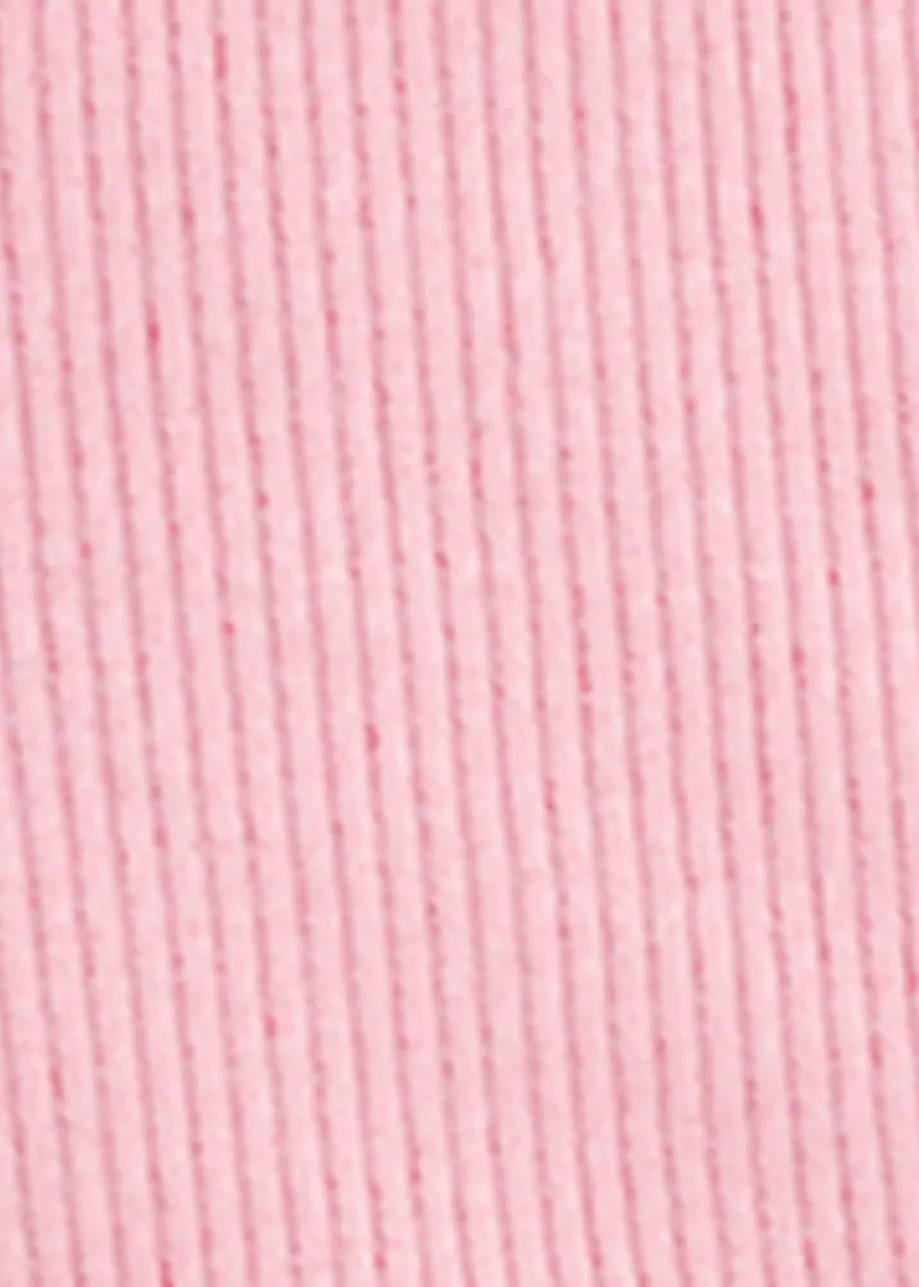 Light pink cotton-blend ribbed cut-out tank top