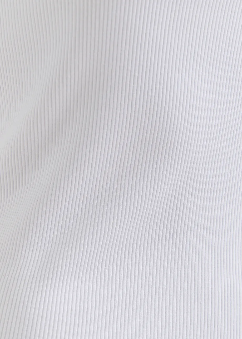 White cotton-blend ribbed cut-out tank top