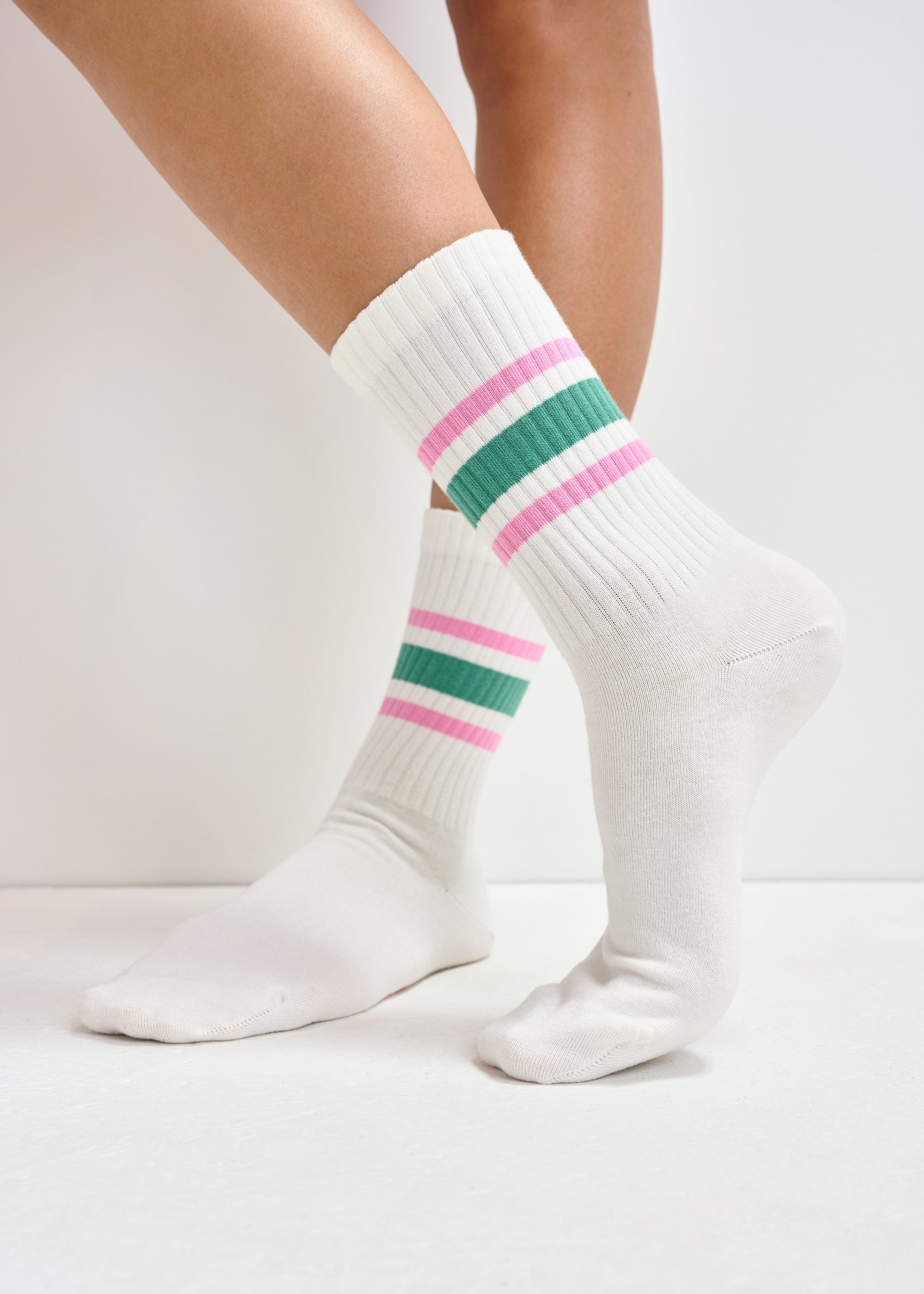 5 Paia Calzini Sportivi Bambino 33-37 – Cotone Morbido Per Calcio, Basket E Scuola (Verde, Rosa, Viola, Giallo, Bianco) - 2