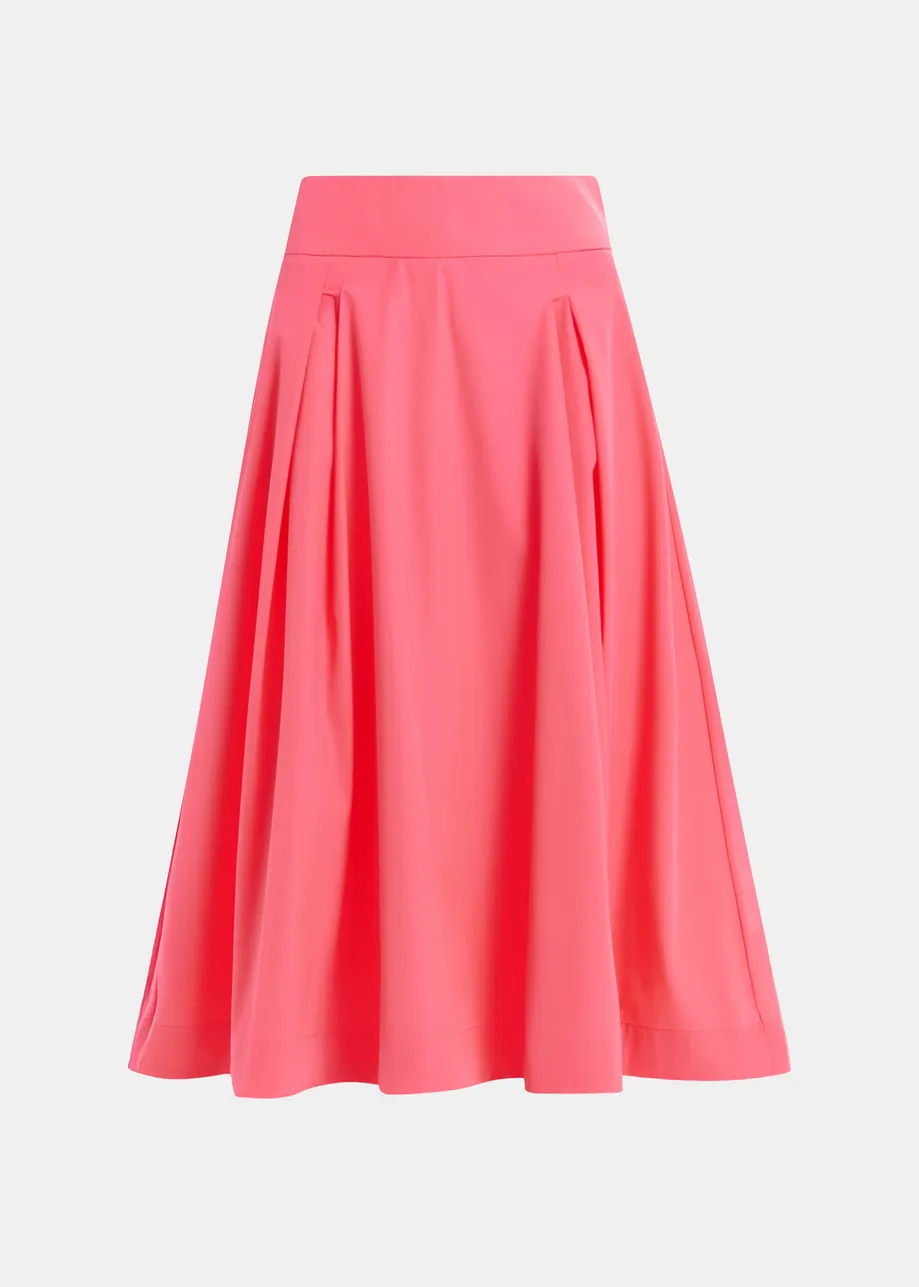 Falda midi plisada, coral