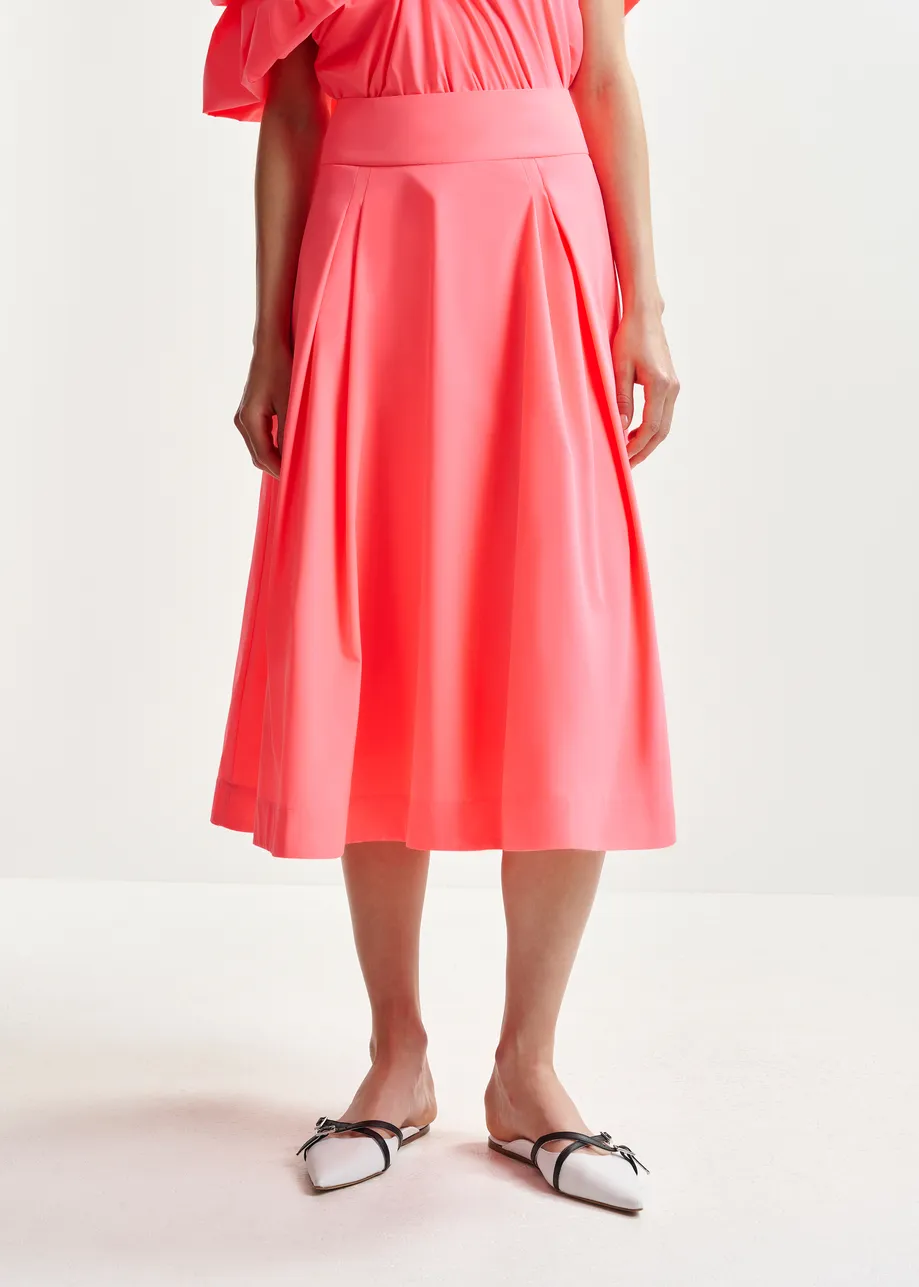 Falda midi plisada, coral