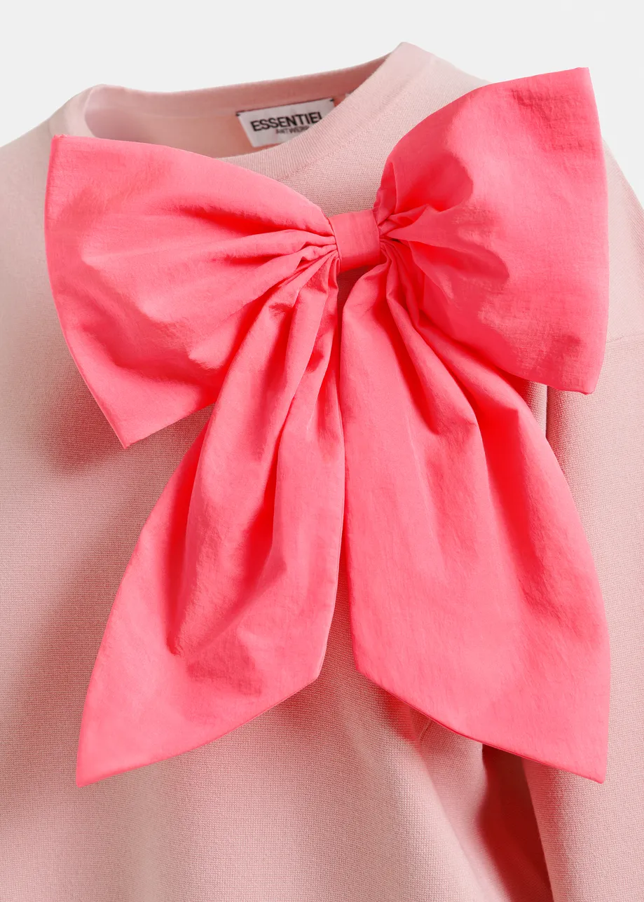 Dusty pink and bright pink sweater with removable bow detail