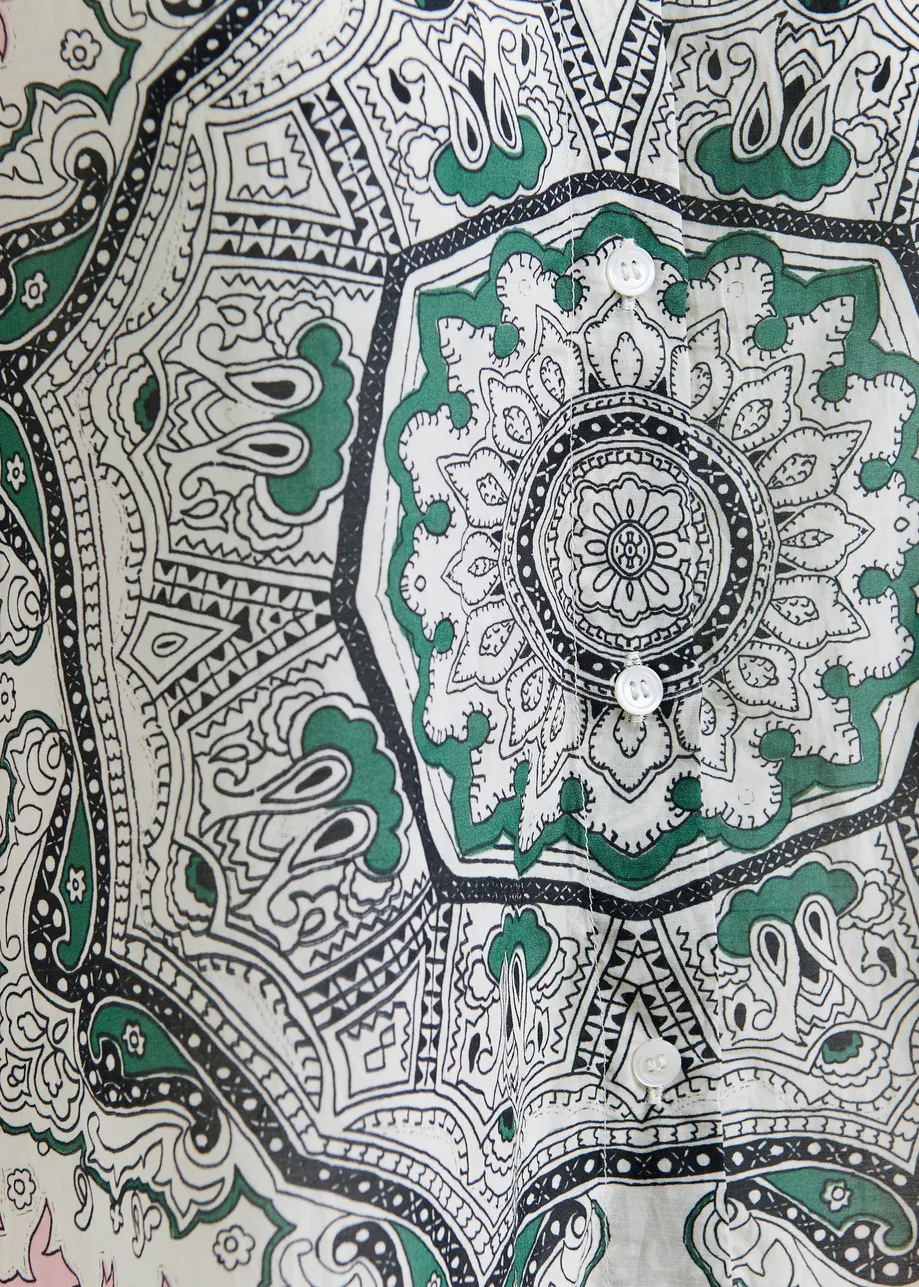 Green, pink and multicolor printed cotton blend shirt