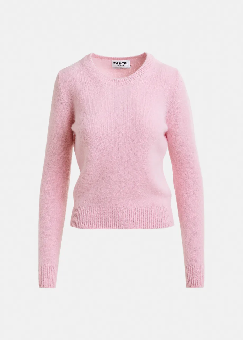 Maille en angora mélangée rose clair