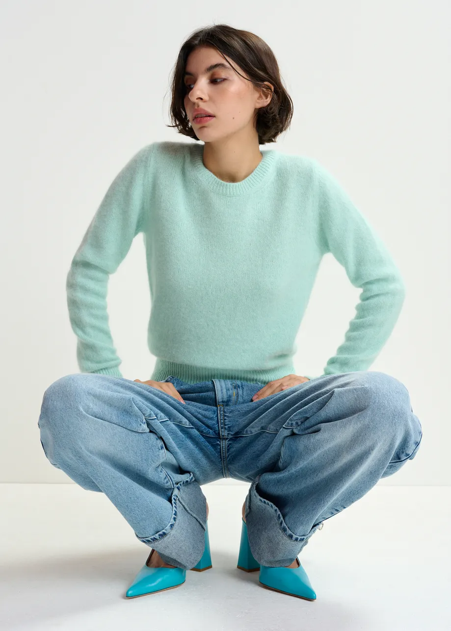 Light blue angora blend knit