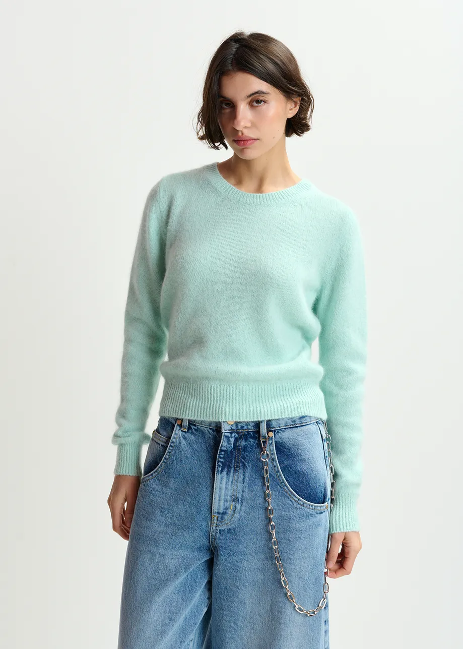 Light blue angora blend knit