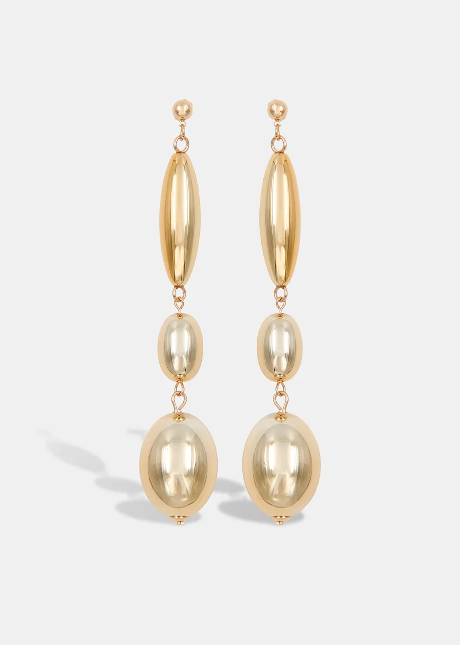 Gold-tone oval drop earrings