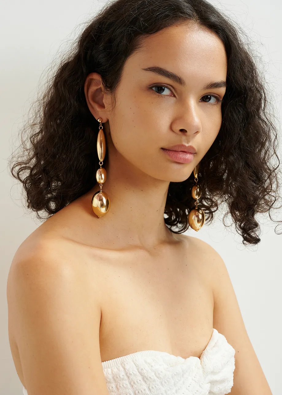 Gold-tone oval drop earrings