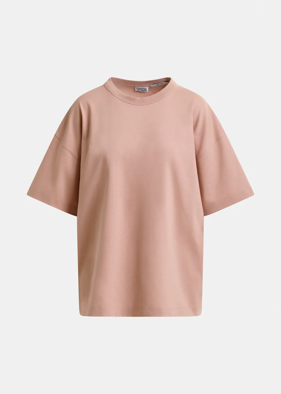 Dusty pink organic cotton T-shirt with "Number 1"-print