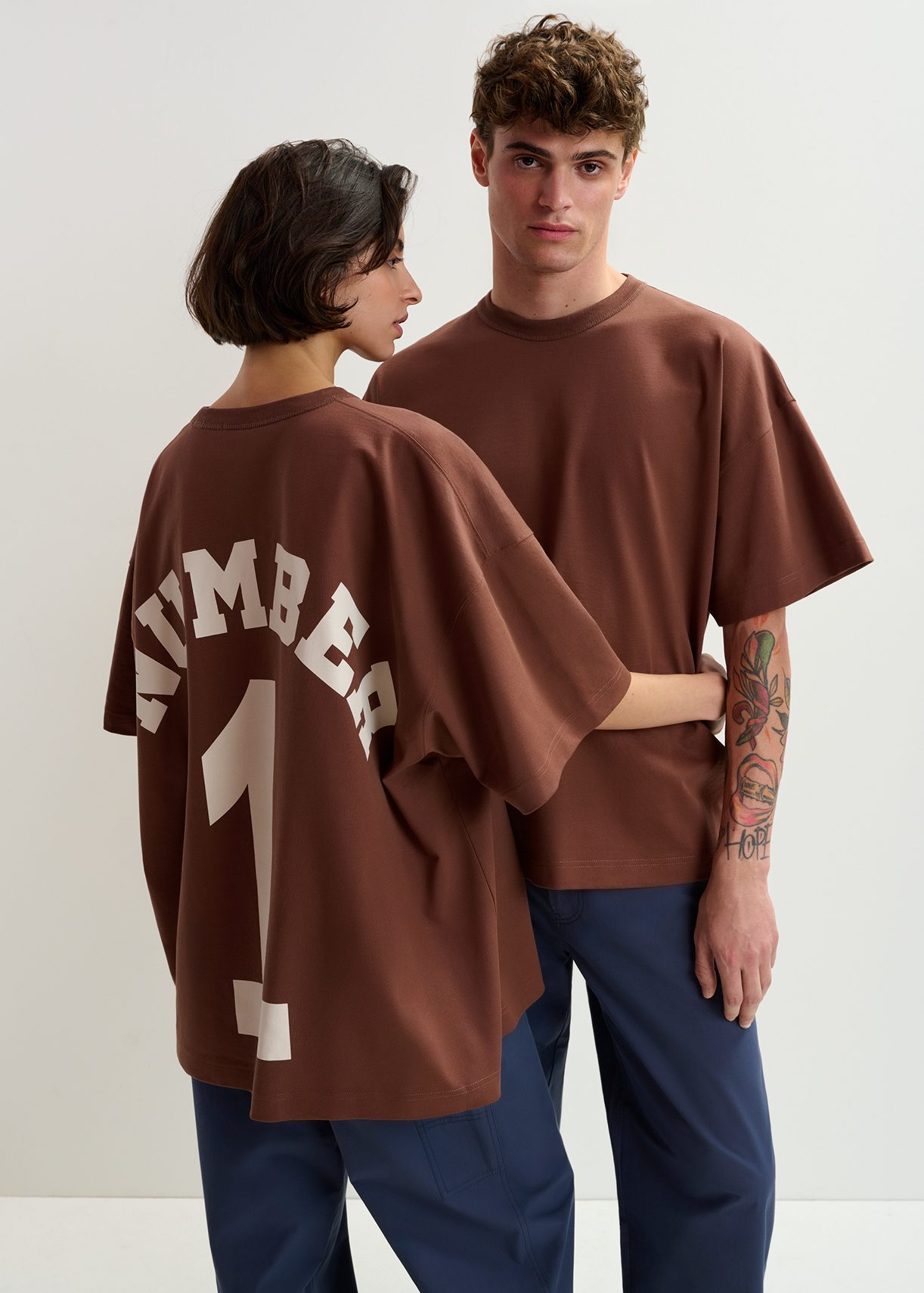 Brown organic cotton T-shirt with 