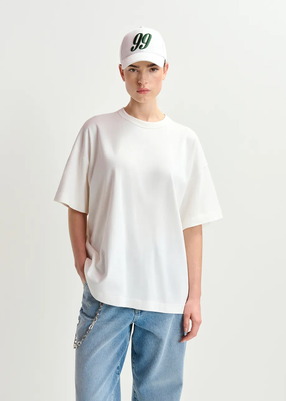 White organic cotton T-shirt with "Number 1"-print