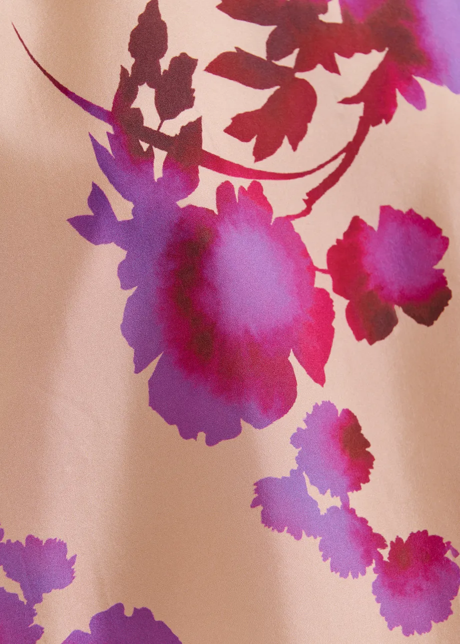 Dusty pink and purple floral-print silk top