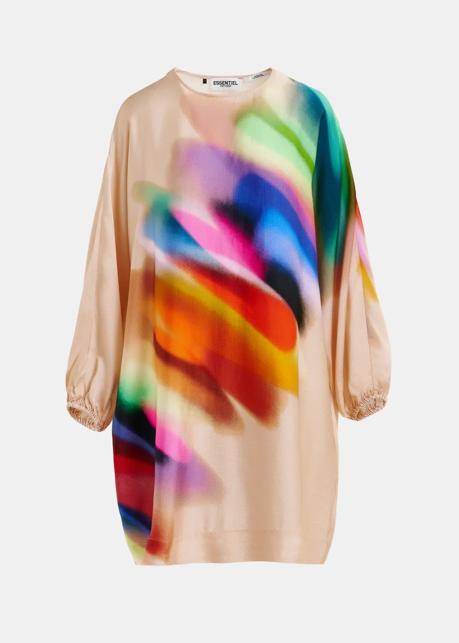 Pink and multicolored mini-length dress
