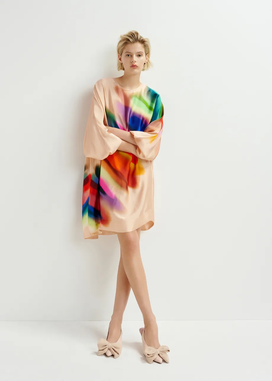 Pink and multicolored mini-length dress