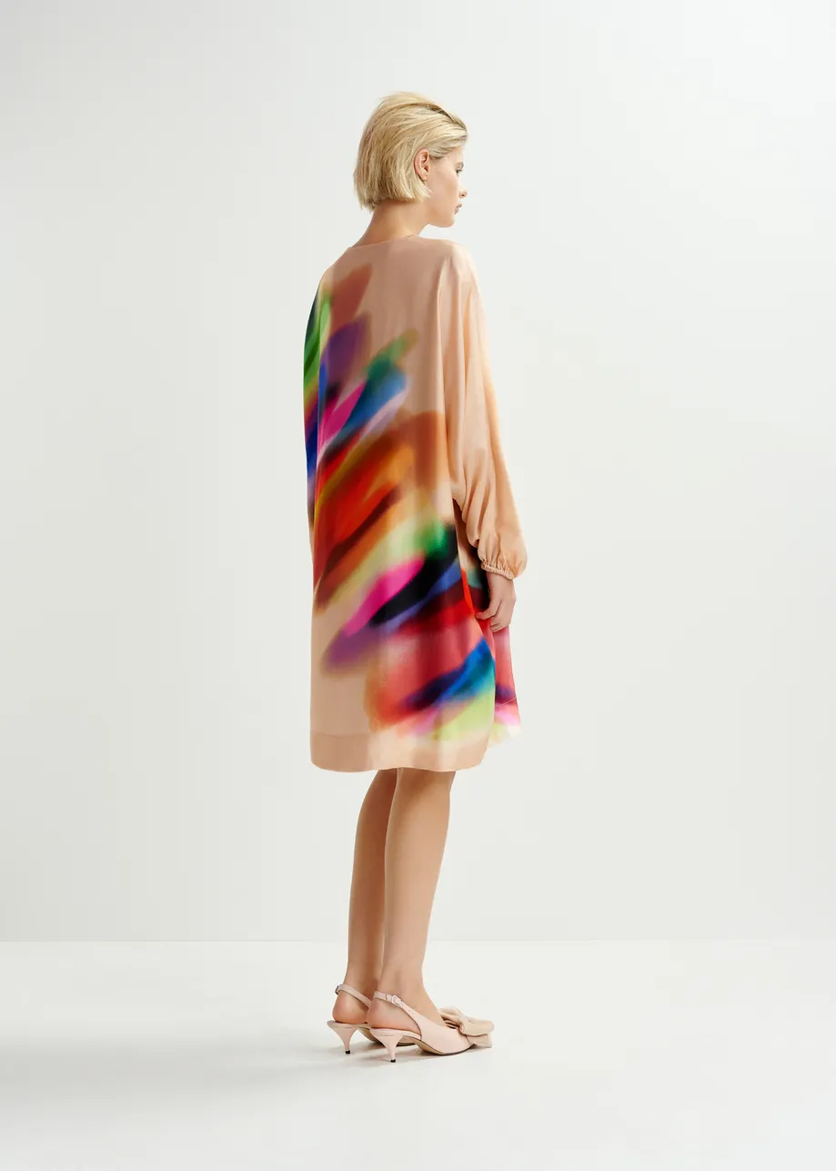 Pink and multicolored mini-length dress