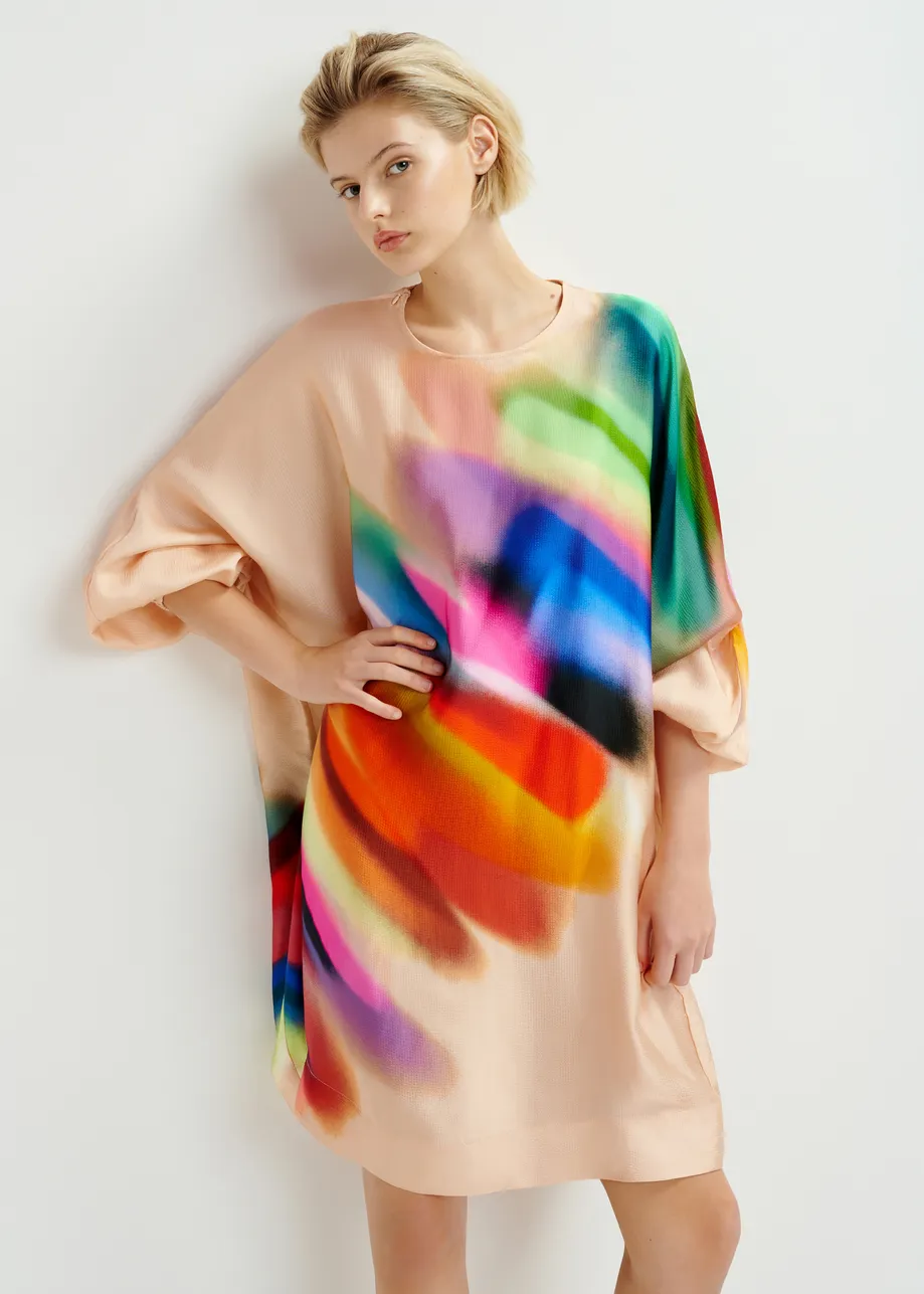Pink and multicolored mini-length dress