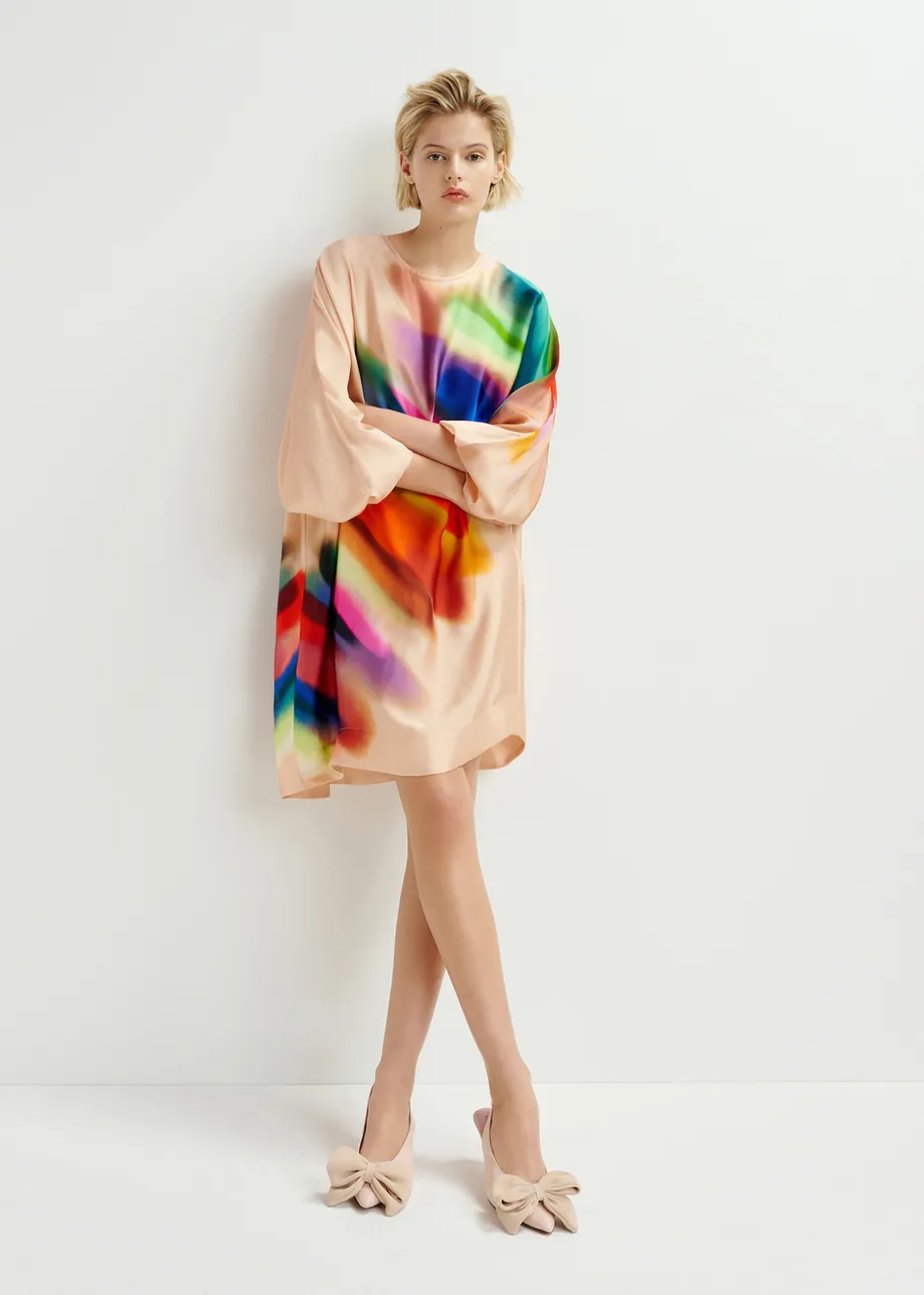 Pink and multicolored mini-length dress