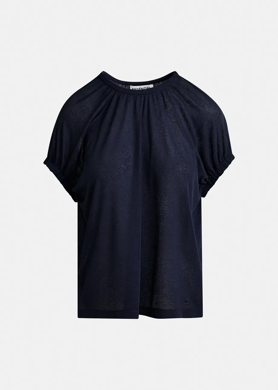 Dark blue t-shirt with back panel